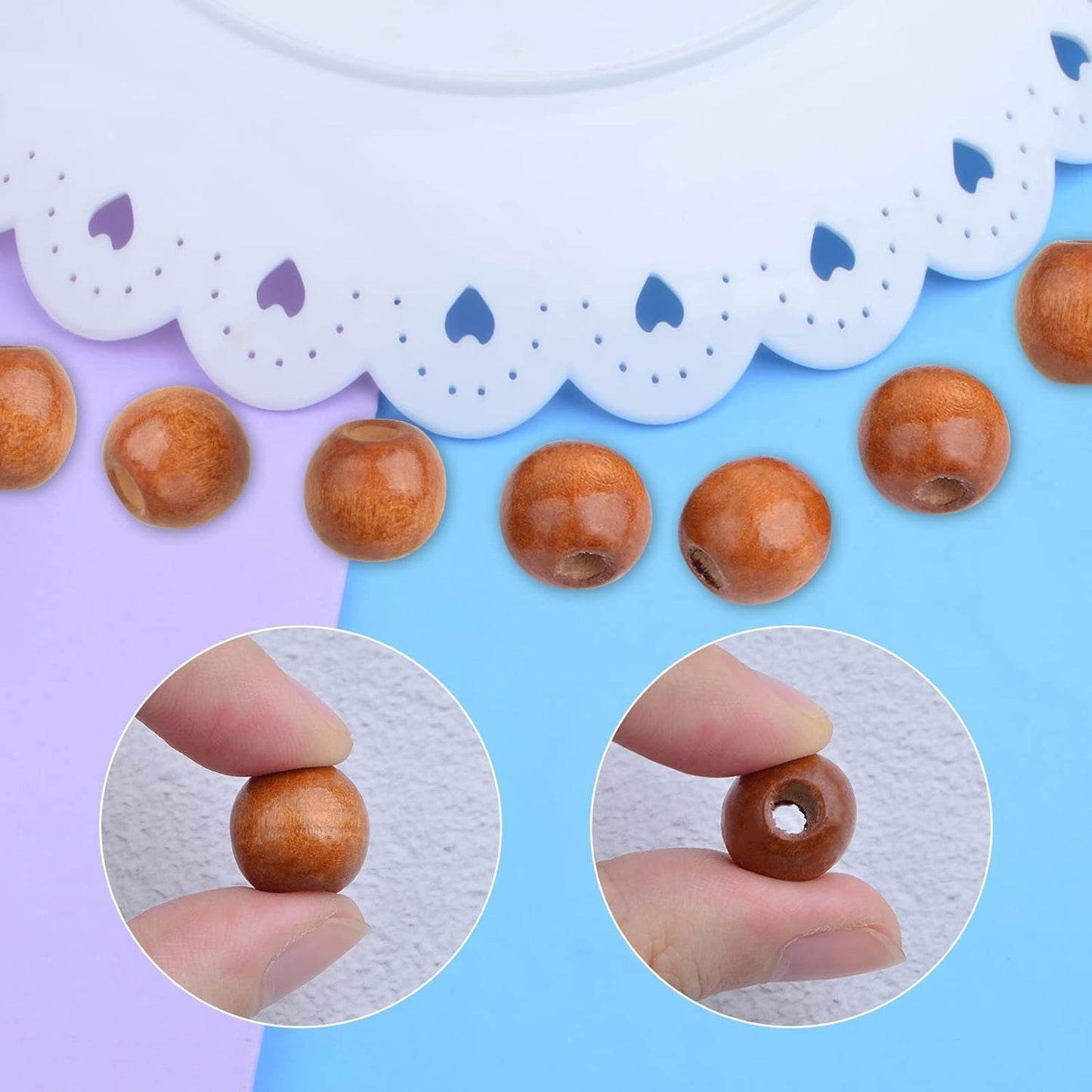 200pcs Natural Round Wooden Spacer Beads Large Hole Maple Wood Beads Loose Craft Wood Beads Accessories for DIY Jewelry Making Garland Farmhouse Decoration, Light Coffee