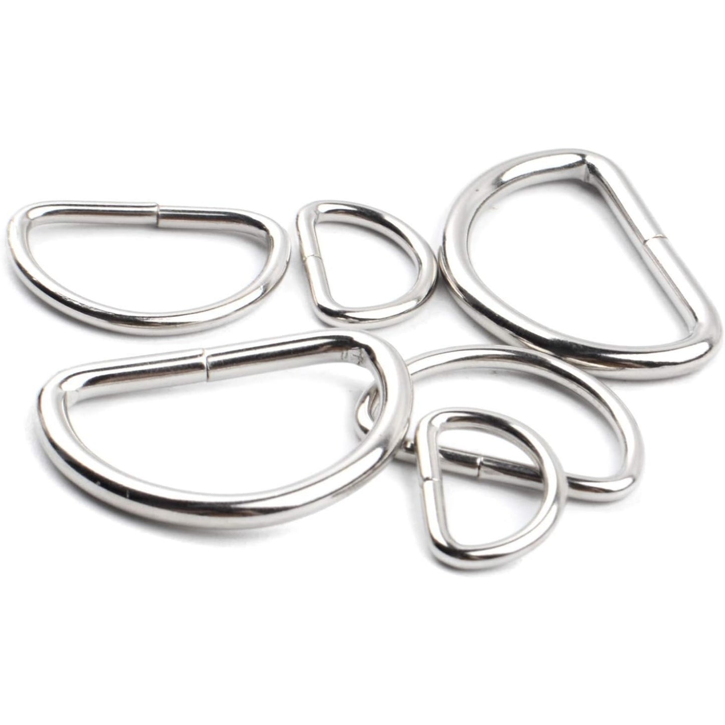 60pcs Assorted Multi-Purpose Metal D Ring Semi-Circular D Ring for Hardware Bags Ring Hand DIY Accessories - 1/2 Inch, 3/4 Inch, 1 Inch