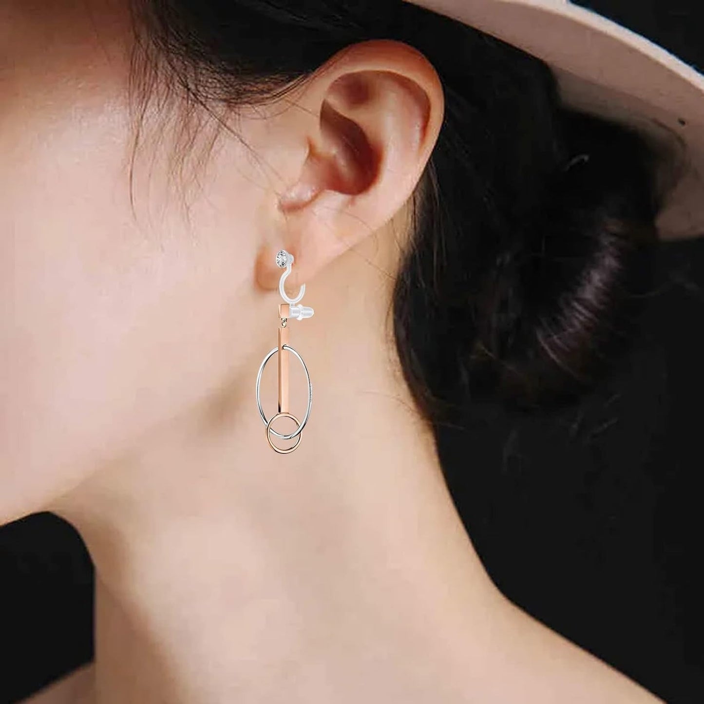 50pcs Resin Invisible Clip-on Earring Converters Components Clear Plastic Earring Clips Fit 3 mm Rhinestone with Bullet Earring Backs for Non-Pierced Ears DIY Jewelry Making