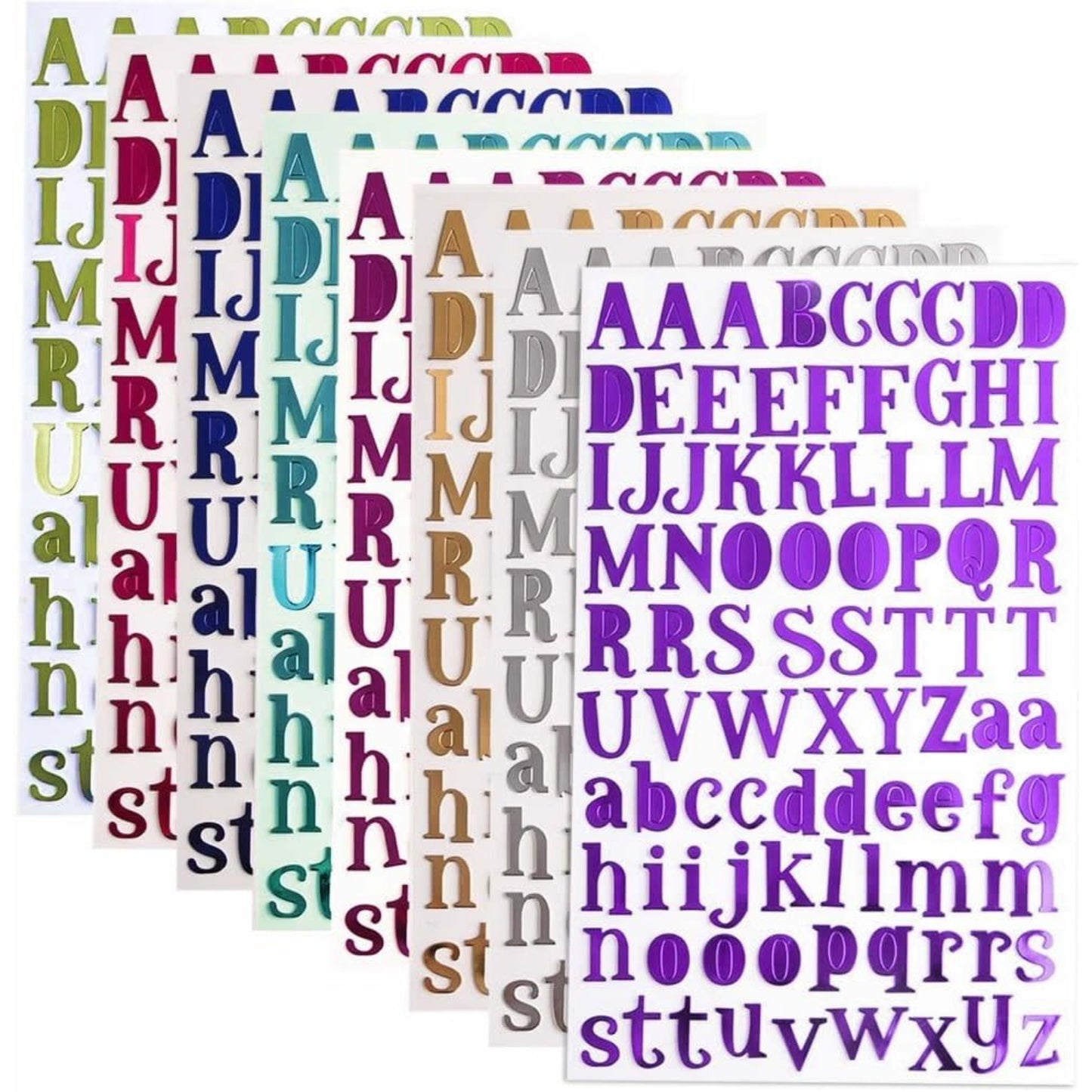 8 Sheets Letter Stickers Alphabet Sticker Self Adhesive Letters for Crafts,Scrapbooking(8 Colors)