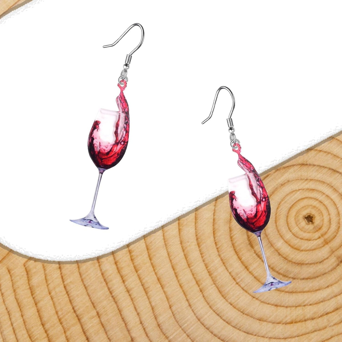 1 Pair of Wineglass Red Wine Dangle Earrings Acrylic Fashion Wine Glass Cup Statement Beer Festival Drop Earring Hooks for Women Gifts