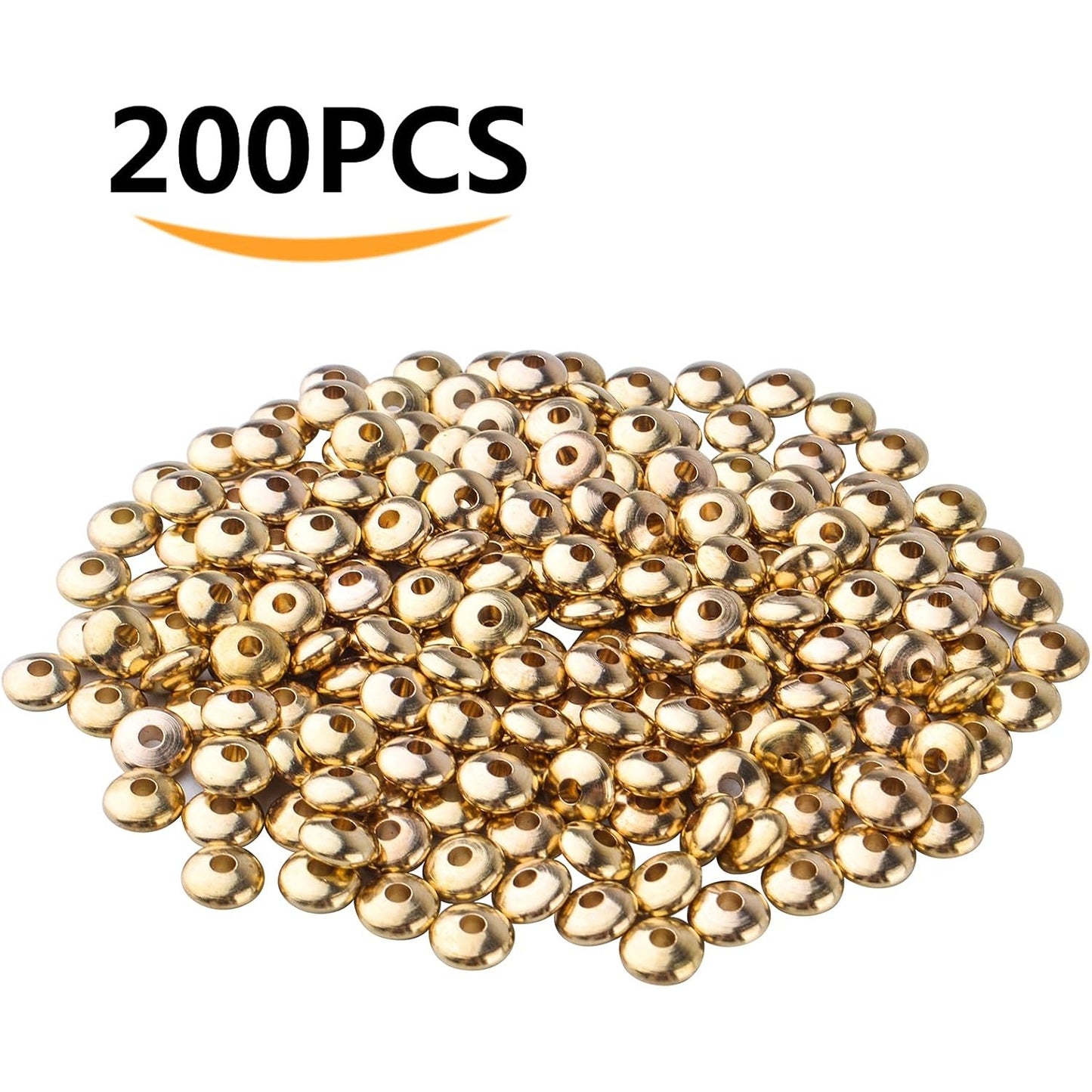 200pcs Gold Flat Round Spacers Beads Brass Abacus Beads Rondelle Bead Spacers Loose Beads Spacer Charm Beads for DIY Jewelry Necklace Making and Crafting Findings