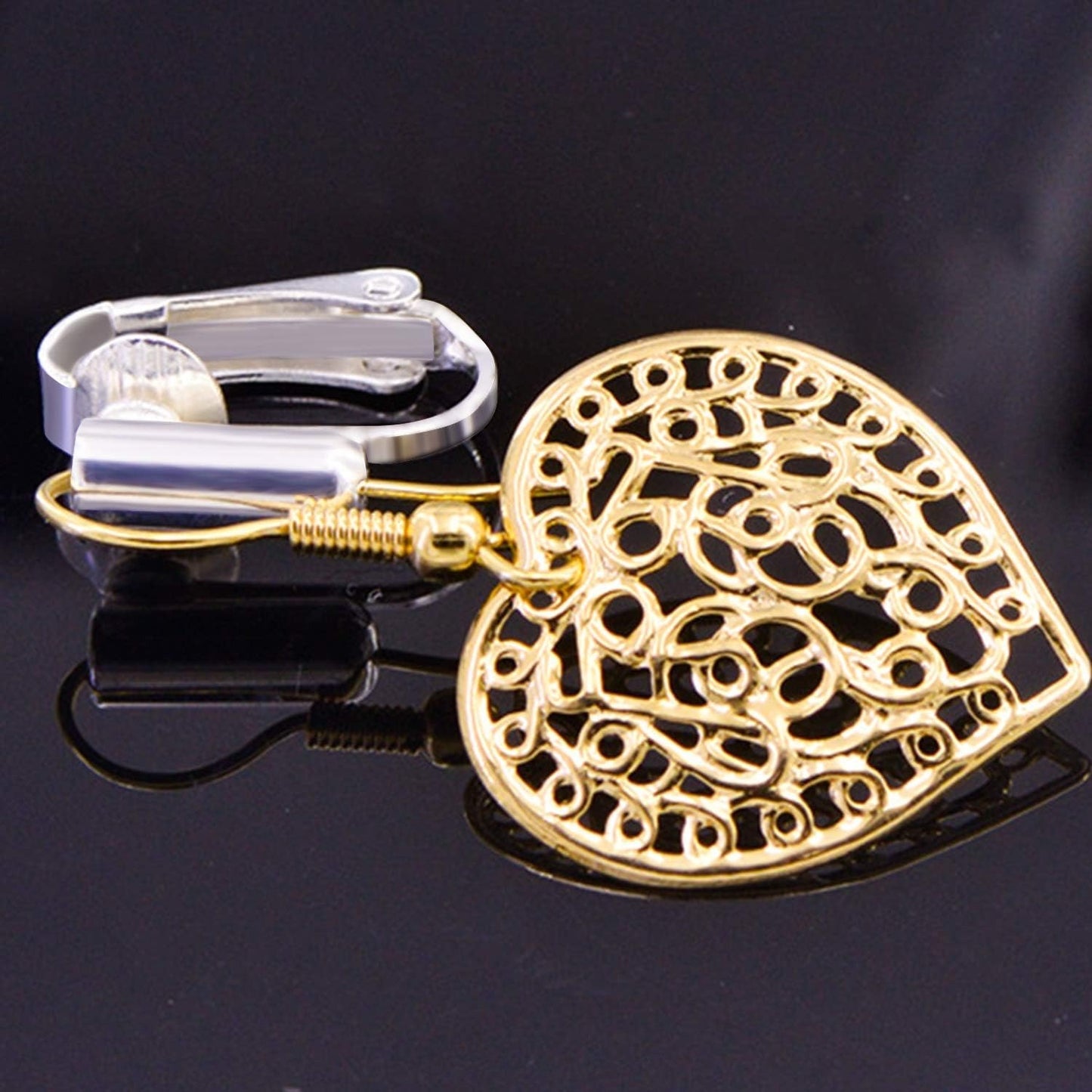 12 Pieces Clip-on Earrings Converter Components for Non-Pierced Ears and 12 Pieces Comfort Earring Pads, Gold and Silver