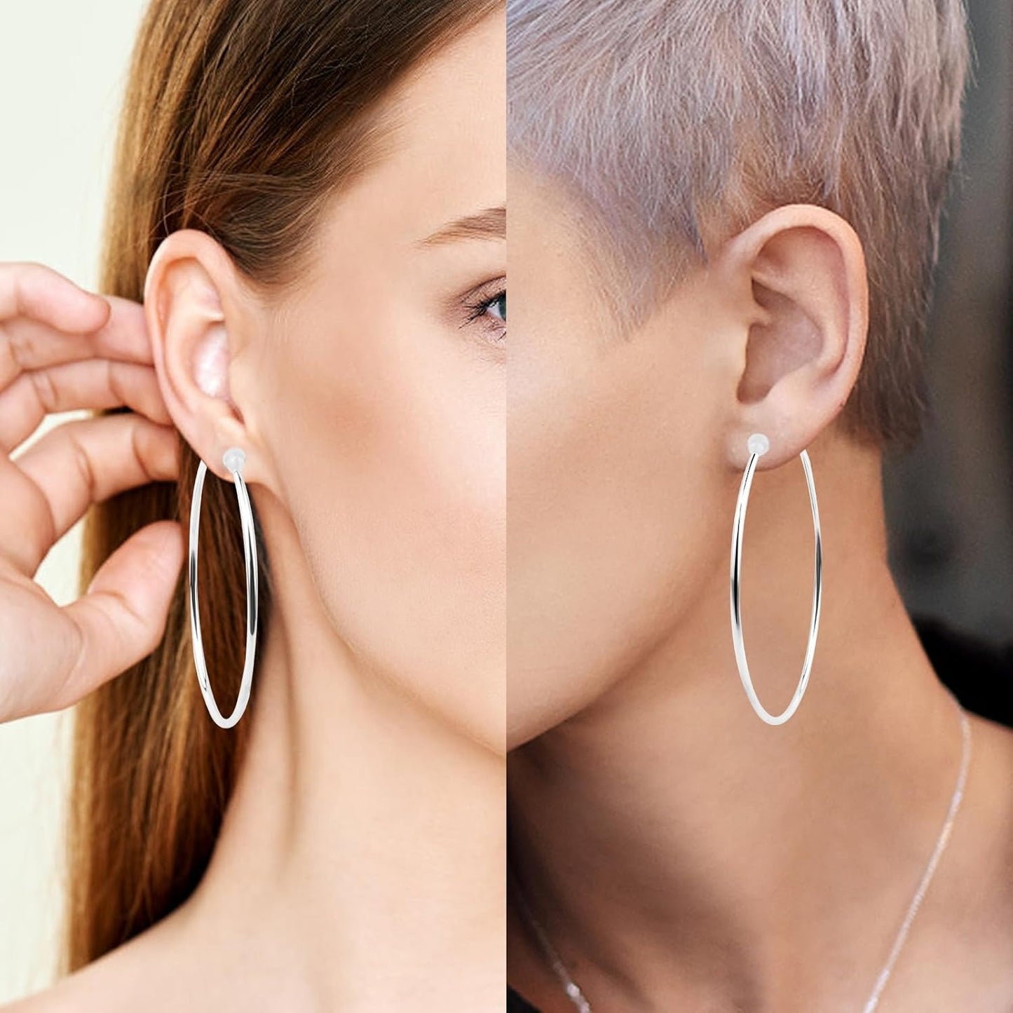 5 Pairs Gold Clip on Earrings Hoop Non Piercing Women Clip Earrings for Women, 5 Sizes