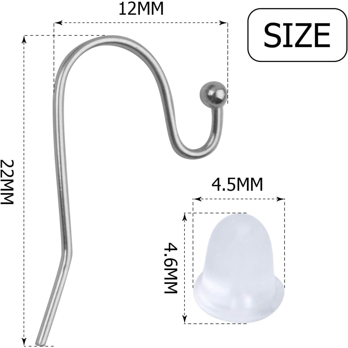 Earring Findings Bulk,200 Pieces French Earring Hooks Ball End Earwires with 200 Pieces Rubber Earring Stoppers for Dangling Earring Making,Golden and Silver
