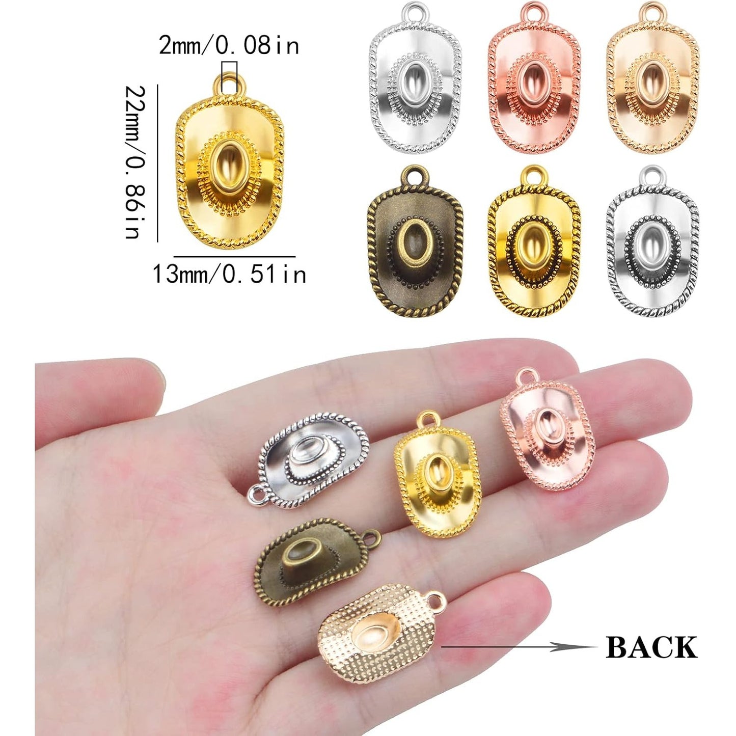 42pcs Alloy Western Cowboy Hat Pendant Charms Antique Tibetan Cowboy Hat Shape Charms Craft Supplies for DIY Bracelet Necklace Keychains Jewelry Making, 7 Colors