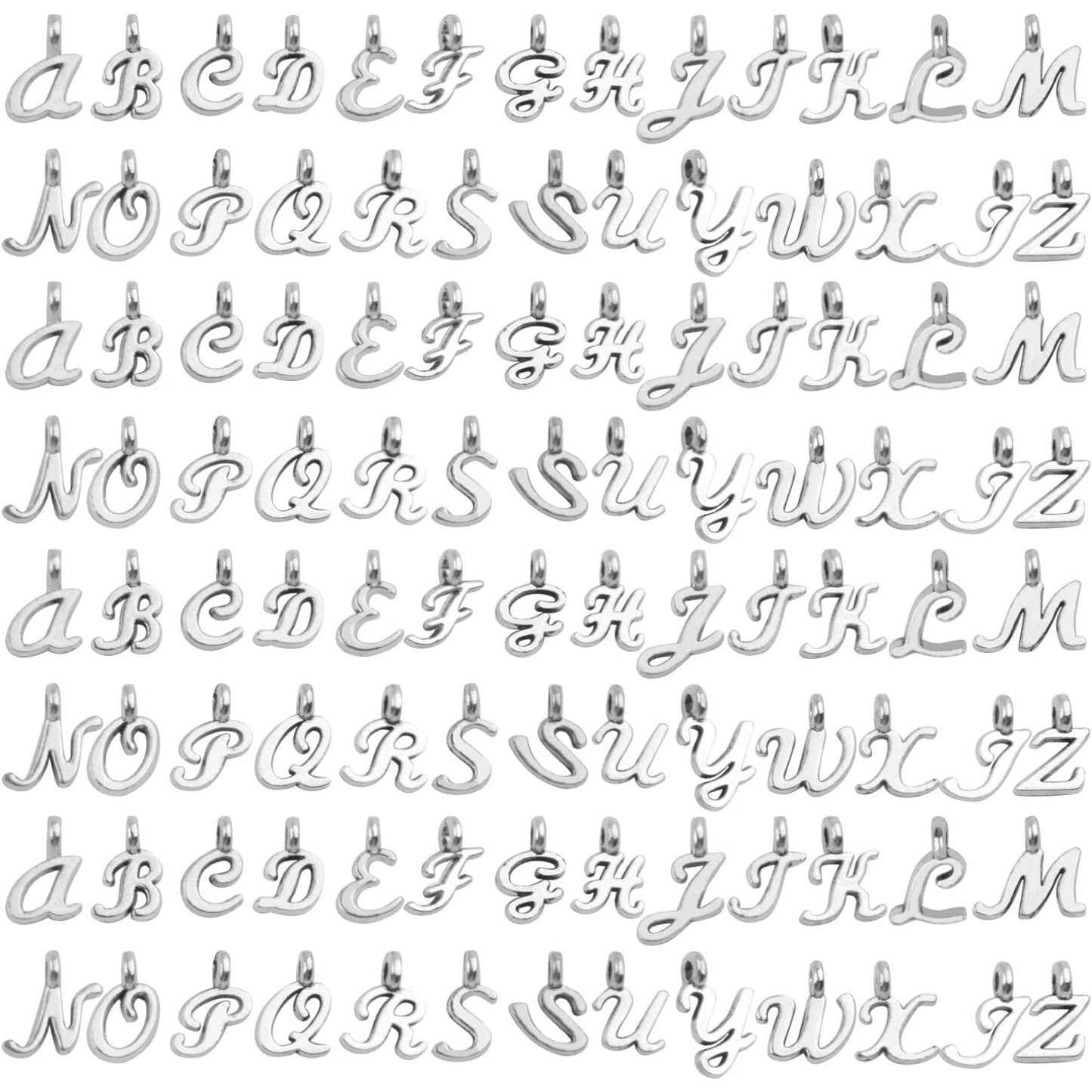 Letter Charms Collection, 4 Sets(104 pieces) Alloy Alphabet A-Z Charms English Letters Pendants Jewelry Findings for DIY Bracelet Necklace