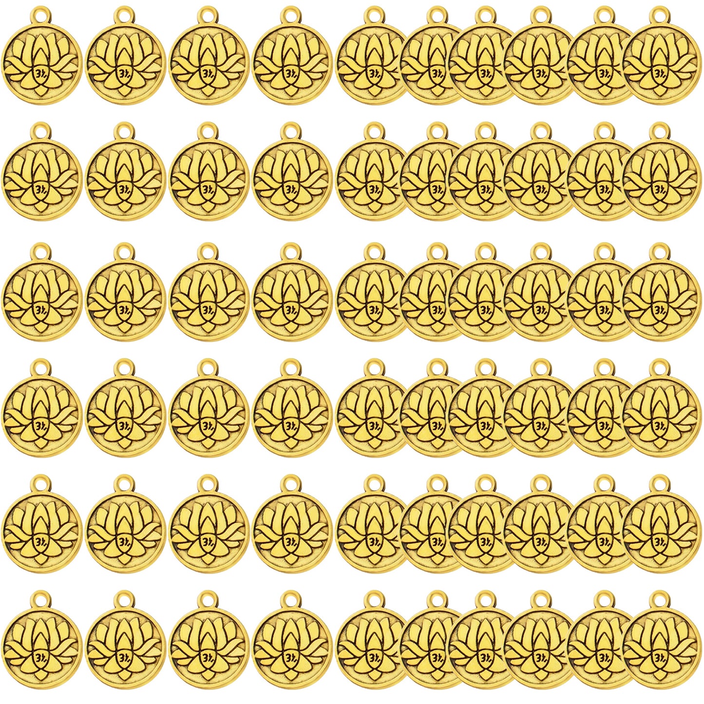 60pcs Lotus Flower Charm Pendants Tibetan Alloy Lotus Beads Charms for DIY Necklace Bracelet Jewelry Making Findings Accessory