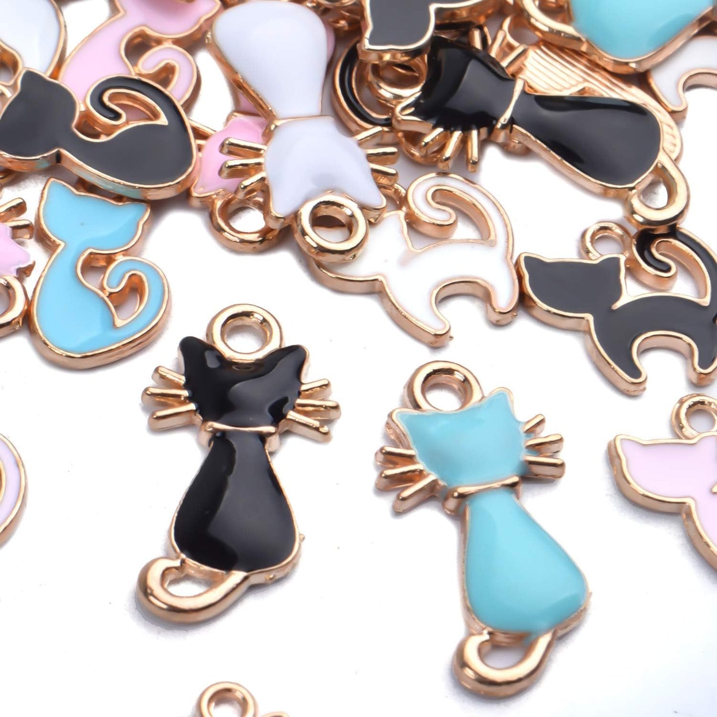 36pcs Enamel Cat Charm Pendant Cute Charms for DIY Jewelry Making Necklace Bracelet Earring,3 Styles