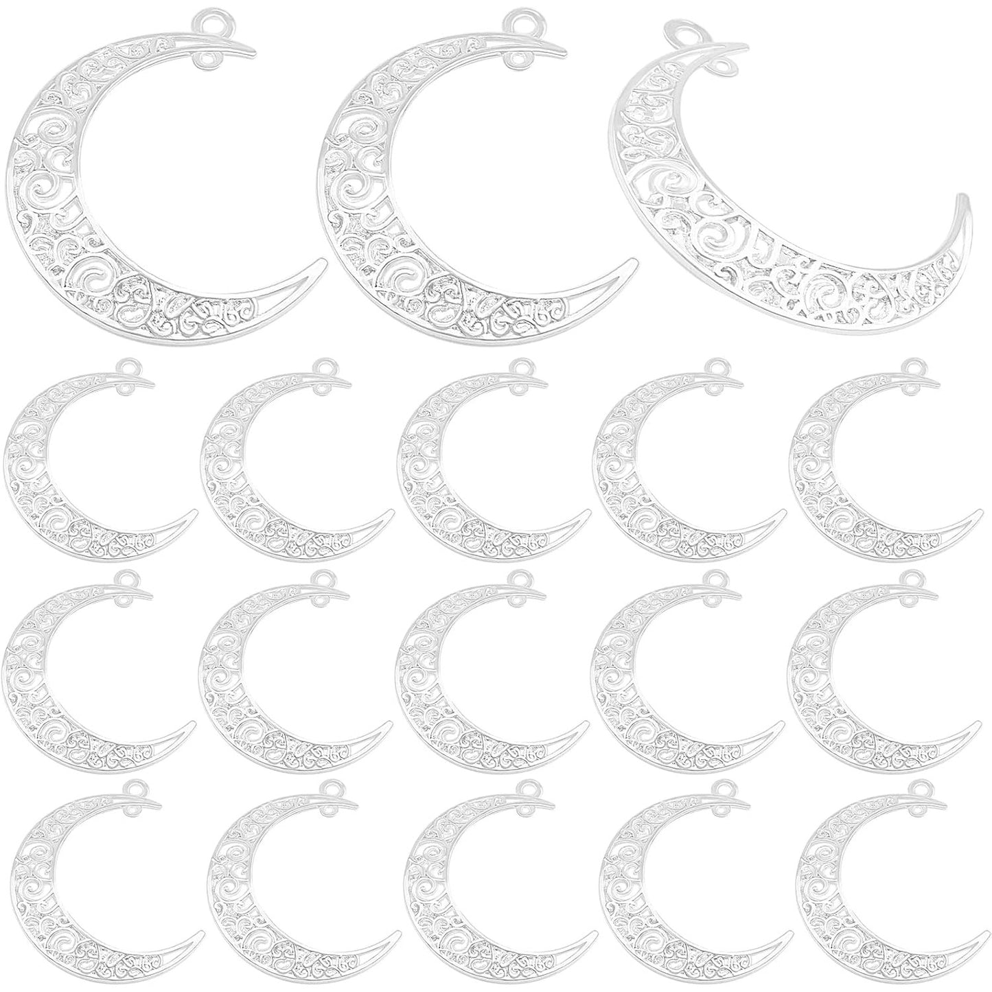 40pcs Hollow Moon Charms Crescent Moon Pendants Celestial Charms Crafts Supplies for DIY Bracelet Necklace Jewelry Making Accessory