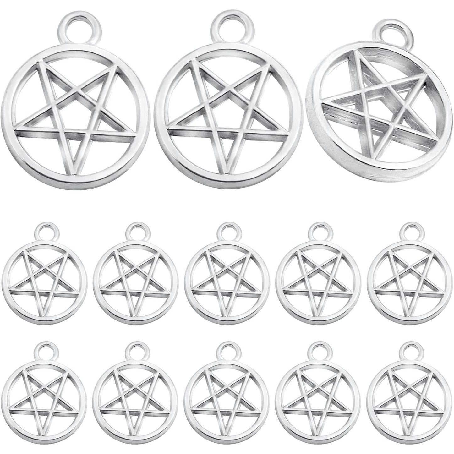 50pcs Silver Pentacle Star Charms Alloy Star Pentagram Pendants Protection Lucky Pentacle Charms Jewelry Making Accessory for DIY Crafts Necklaces Bracelets Earrings