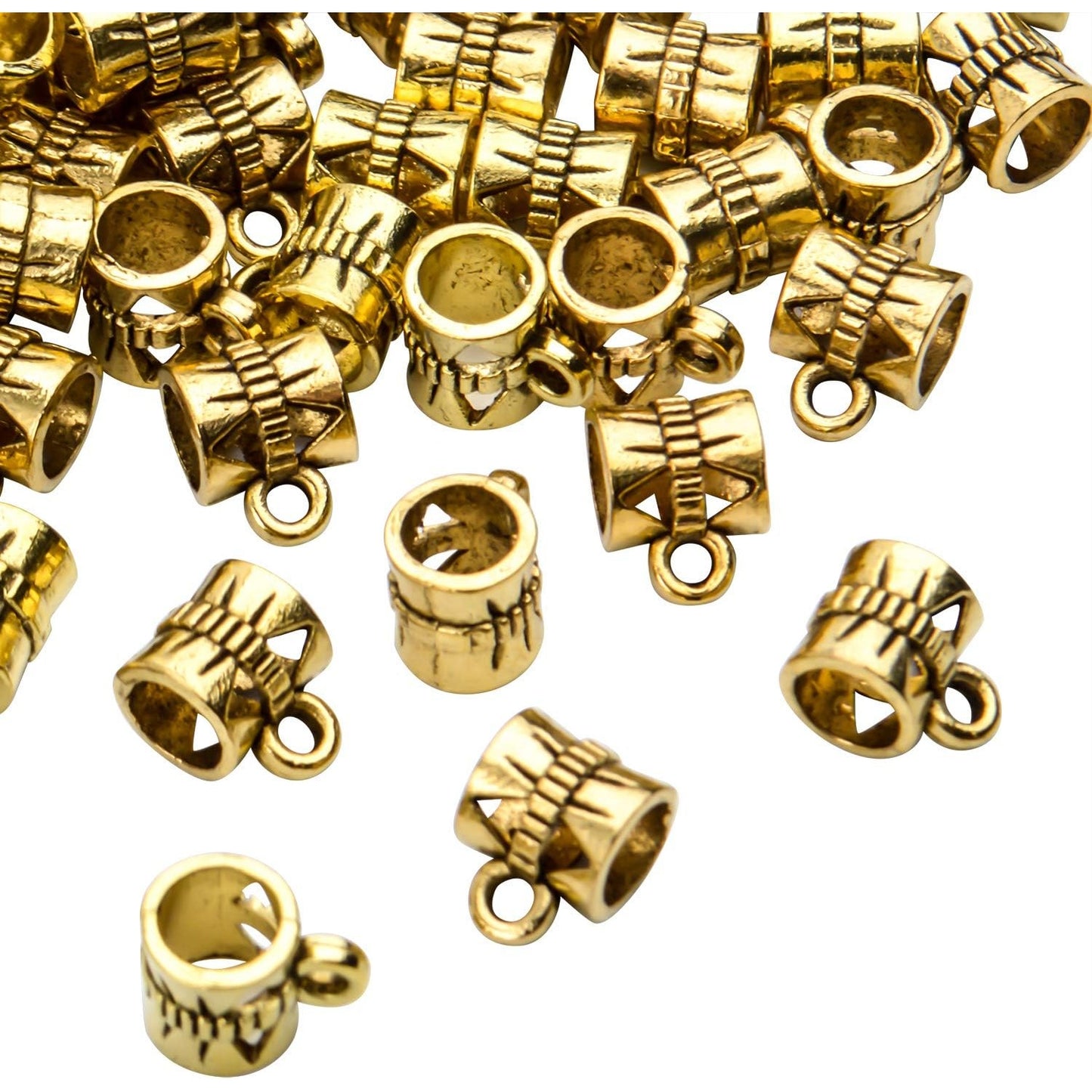 100cs Antique Brown Bail Beads Bracelets Charms Dangle Connectors Tibetan Spacer Beads for Jewelry Making Crafts DIY