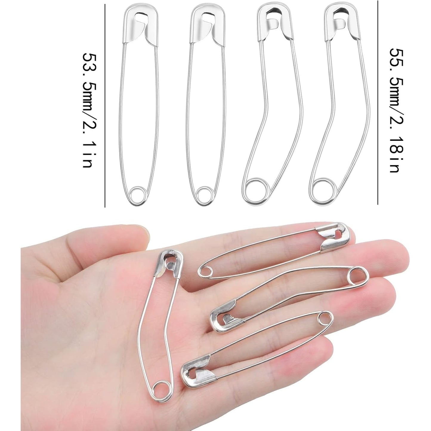 120pcs Silver Curved Safety Pins Metal Straight Safety Pins Rust-Resistant Quilting Basting Pins Bulk for Clothes Sewing Handicrafts Home Office Uses, 2 Styles