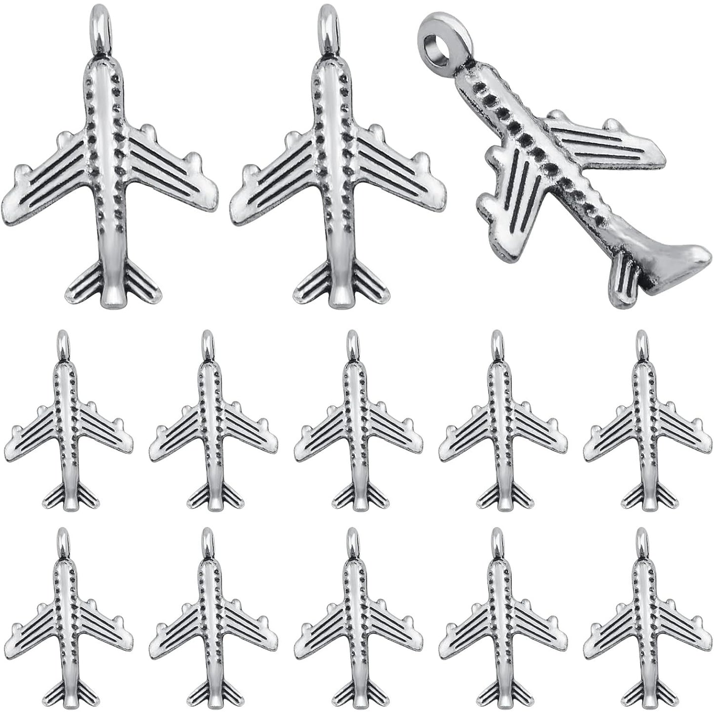 100 Pieces Antique Silver Aircraft Plane Pendant Charms Alloy Airplane Dangle Charms Craft Supplies for DIY Necklace Bracelet Jewelry Making Findings