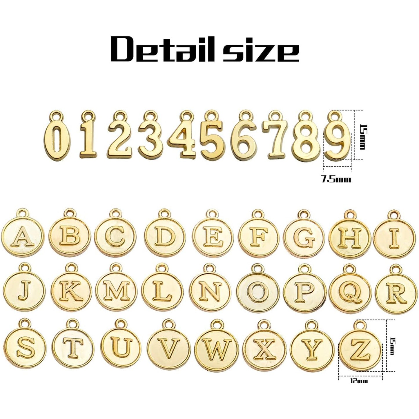 3 Sets (78pcs) Round Letter Charms 26 Alphabet A-Z Pendants and 5 Sets (50pcs) 0-9 Number Charms for Jewelry Making Crafts DIY