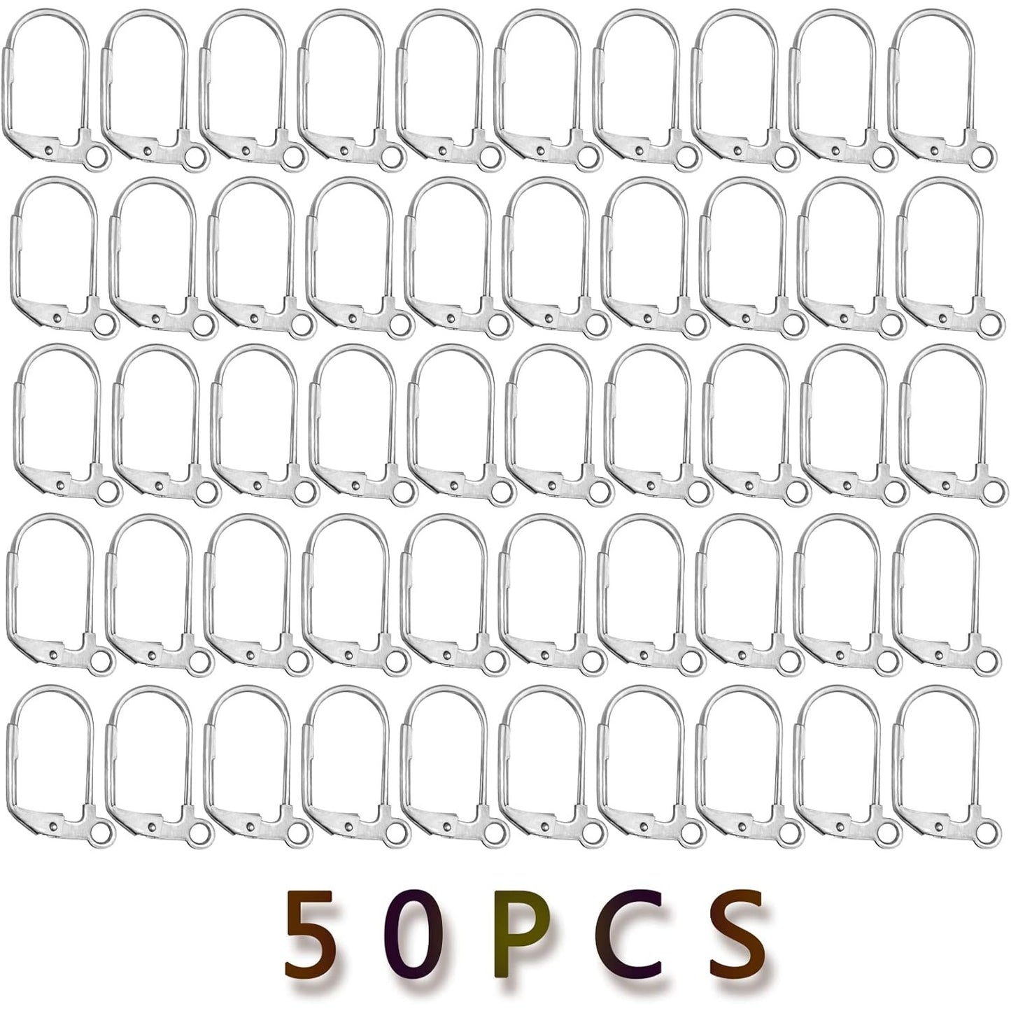 50 Pieces (25 Pair) Stainless Steel Leverback Earrings Round French Hook Earwires Findings with Open Loop for Earring Making - 13 x 15 mm