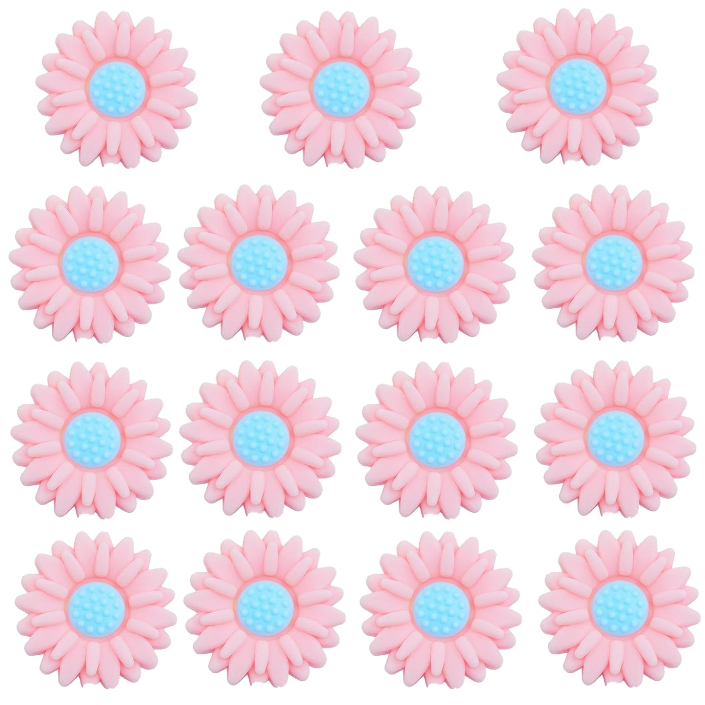 15pcs Daisy Flower Silicone Beads Colorful Soft Silicone Sunflower Spacer Beads Flower Shape Loose Beads Craft Accessories for DIY Necklace Bracelet Keychains Jewelry Making