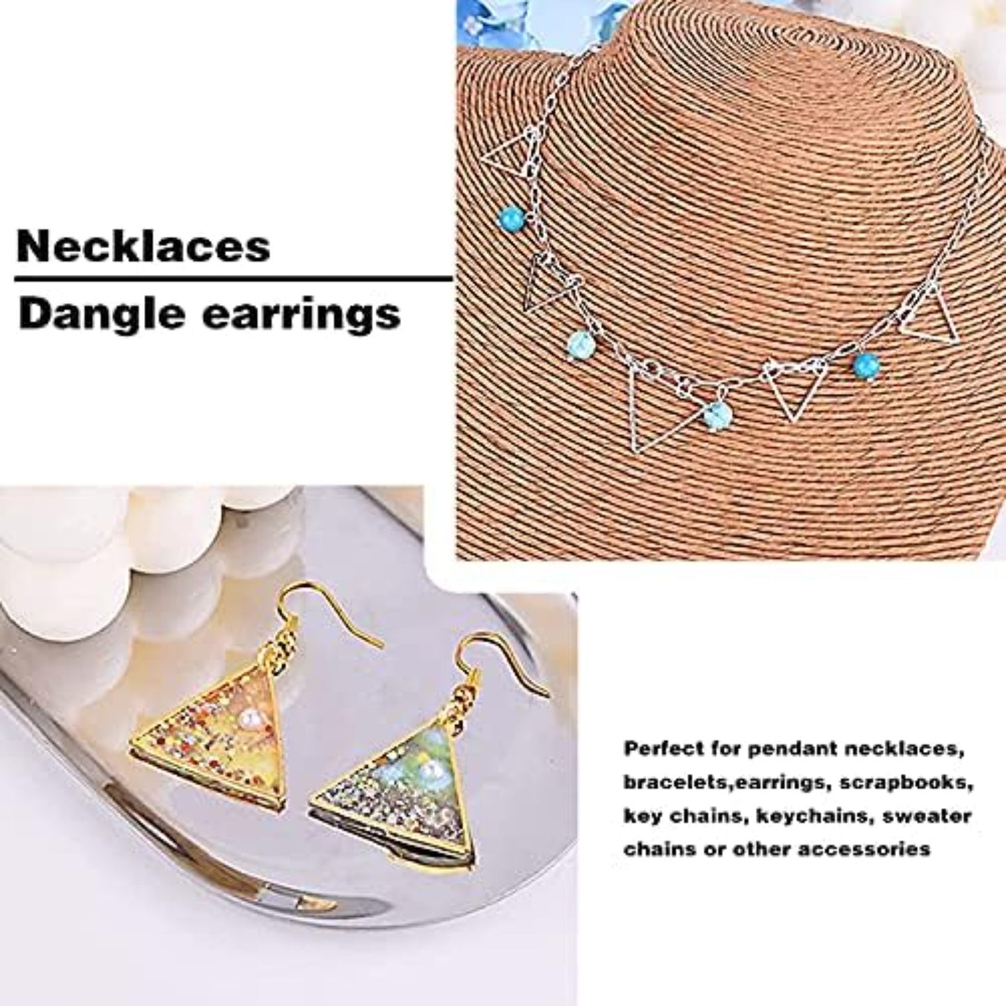 48pcs 4 Styles Earring Beading Hoop Charms Brass Geometric Pendant Connector Charms Round Square Triangle Teardrop Open Bezel Pendant Frame for DIY Earrings Necklace Jewelry Crafts Making, 2 Colors