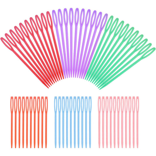 60pcs Colorful Large Eye Plastic Sewing Needles for Kid Weave Education