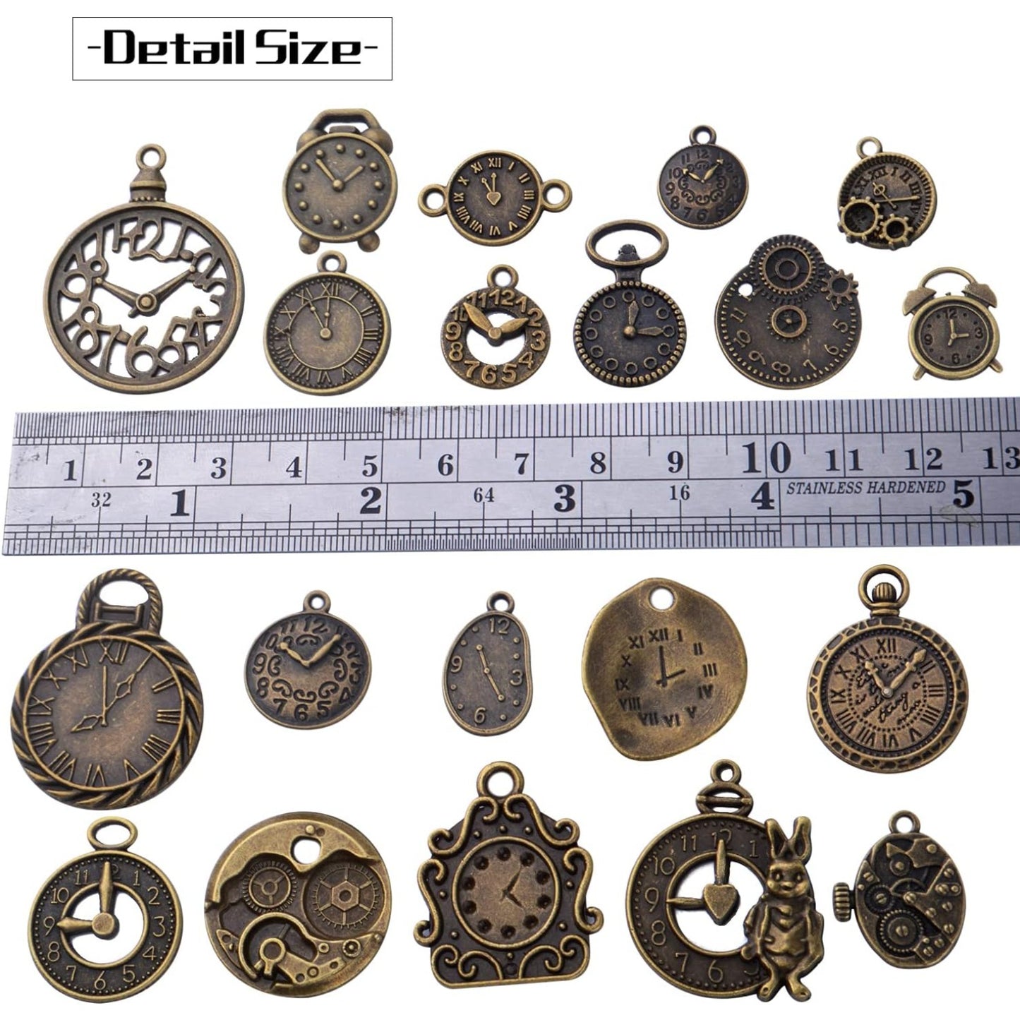 20pcs Antique Bronze Clock Face Charms Alloy Watch Steampunk Charm Pendants Connector Alice Clock Charms Craft Supplies for DIY Bracelet Necklace Jewelry Making Accessories