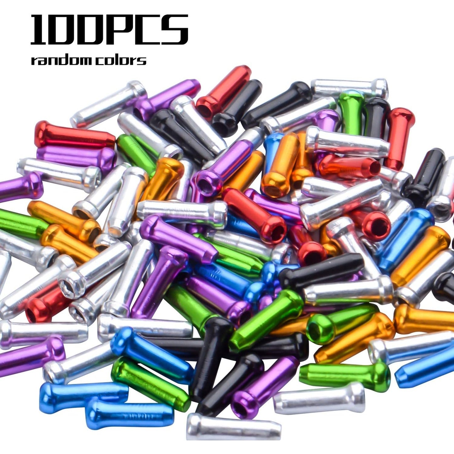 100pcs Cable Ends Caps Cycling Cable End Crimps Bikes Brake Tips Shifter Cable Ends for Road Bike and Mountain Bicycle,Random Color