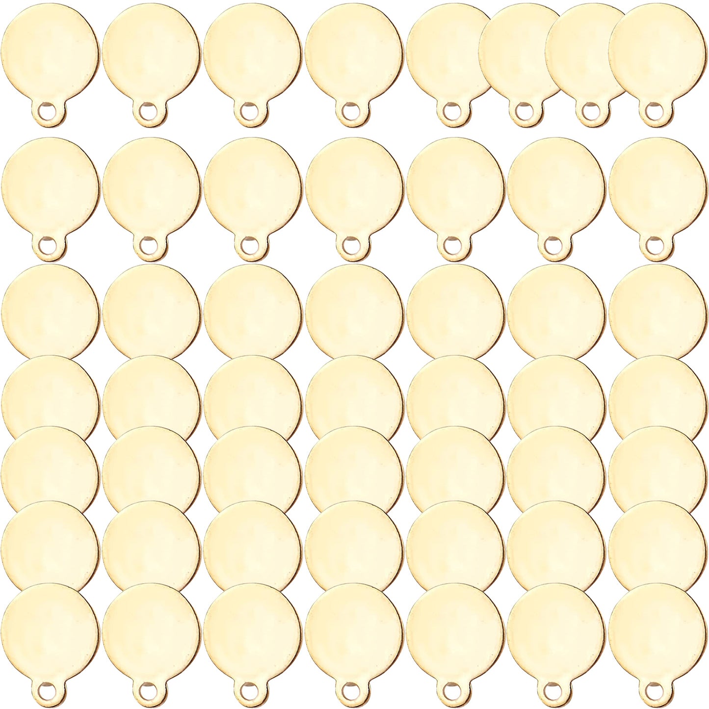 40pcs Stainless Steel Stud Earrings Round Rondelle Blank Earring Post Pins with Loop Hole and 40pcs Butterfly Earring Backs for DIY Jewelry Making Findings, Gold, Steel