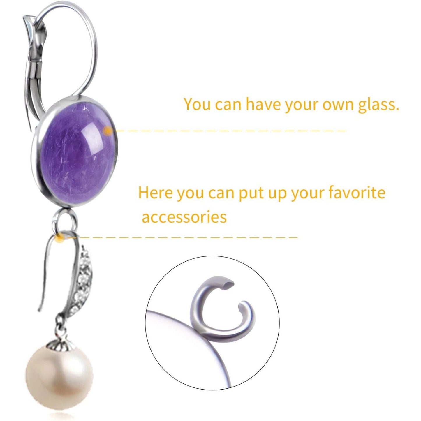 Cabochon Settings,20 Pieces Stainless Steel French Earring Hoops Blank with Loop Leverback Earring Findings Fit 12mm Cabochons Charms Earrings DIY
