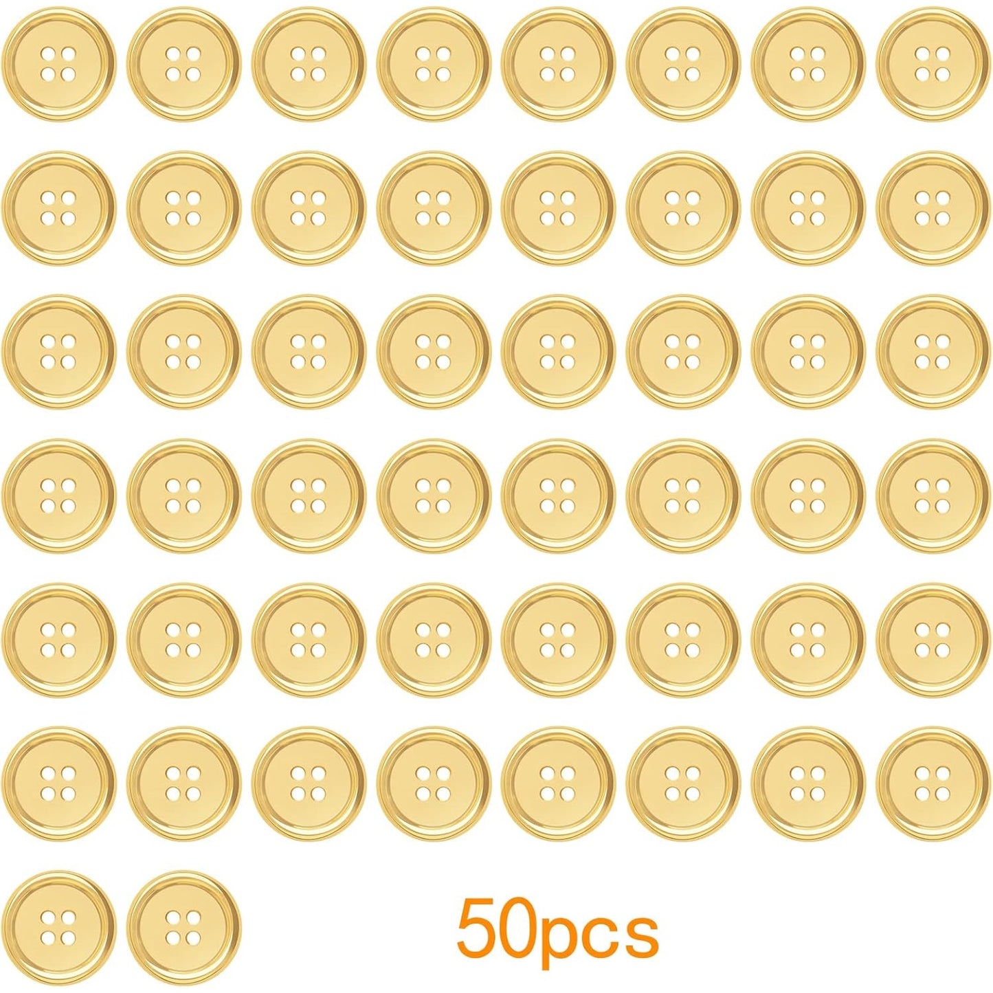 50 Pieces 25 mm Golden Plated Round Buttons with 4 Holes Plastic Sewing Buttons Handmade Ornament Buttons Bulk for DIY Sewing Crafts Handmade Repair Clothes Coats