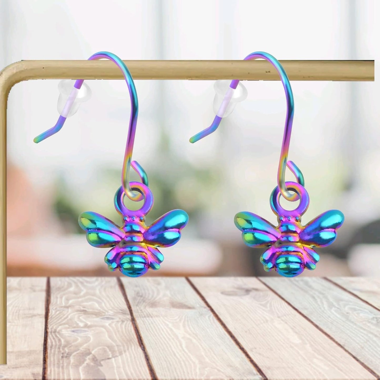 20 Pieces Rainbow Color Mini Honeybee Charms Alloy Flying Animal Bee Pendants Bee Shape Charms Craft Supplies for DIY Necklace Bracelet Earrings Jewelry Making