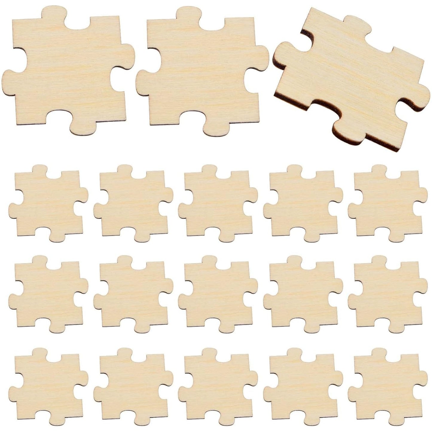 100pcs Blank Unfinished Wooden Jigsaw Puzzle Freeform Natural Wood Puzzle Pieces for Wedding Family Birthday Calendar DIY Crafts Projects, 4 cm x 4 cm