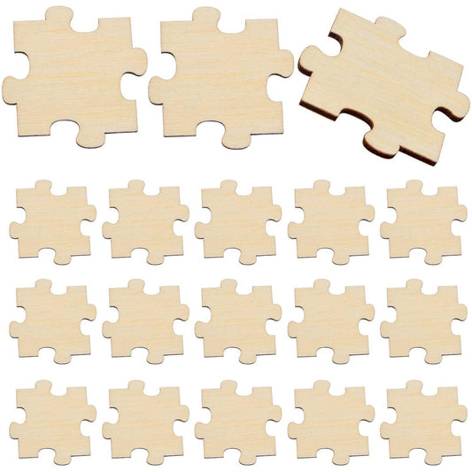 100pcs Blank Unfinished Wooden Jigsaw Puzzle Freeform Natural Wood Puzzle Pieces for Wedding Family Birthday Calendar DIY Crafts Projects, 4 cm x 4 cm