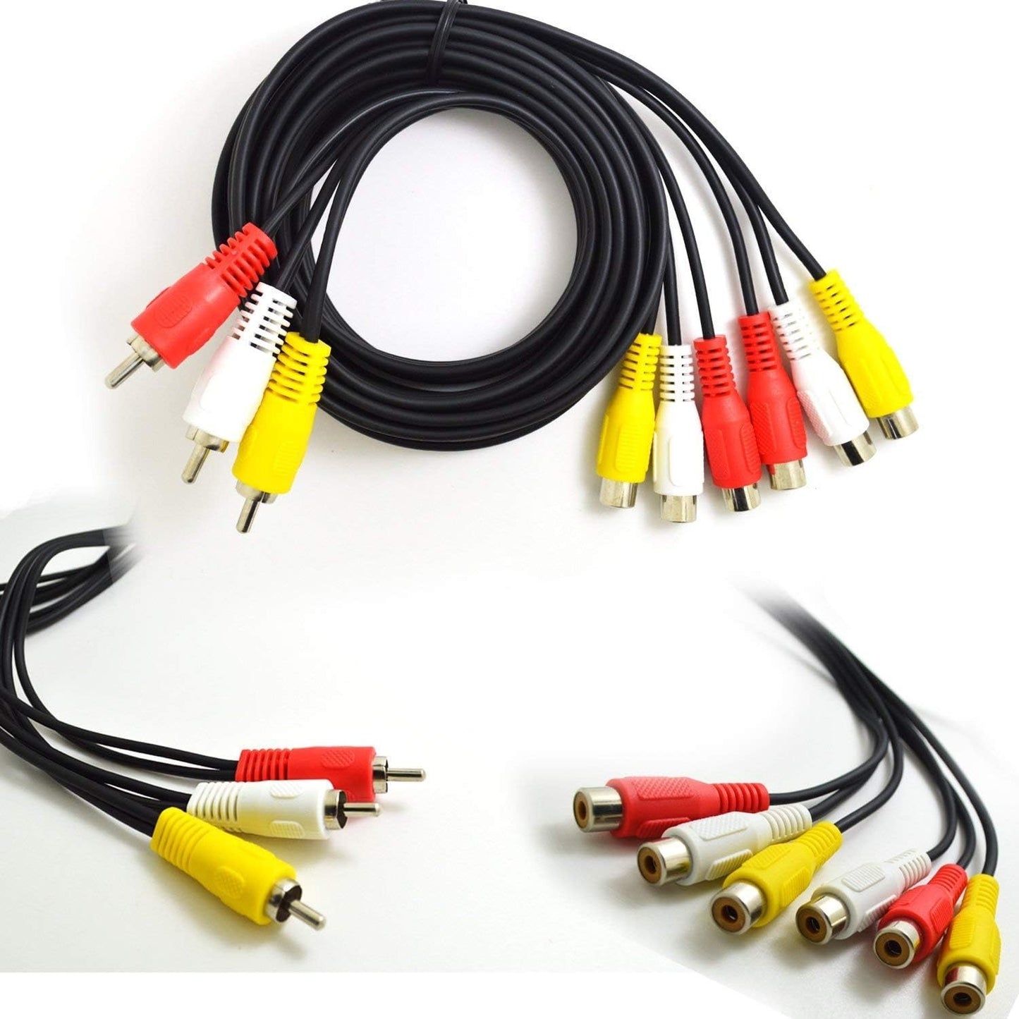BronaGrand 3 RCA Male Jack to 6 RCA Female Plug Splitter Audio Video Av Adapter Cable (3FT)