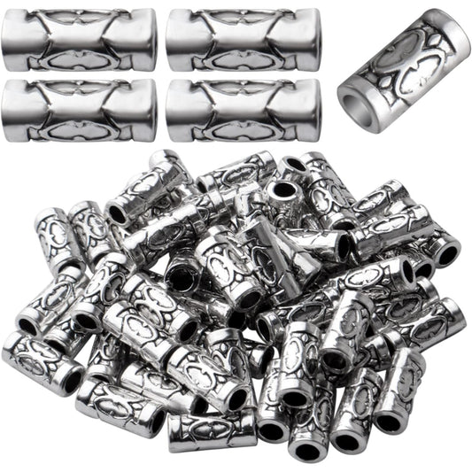 60pcs Antique Silver Column Spacer Beads Alloy Tibetan Beads Spacers Tube Bead Spacer Loose Beads for Jewelry Bracelet DIY Jewelry Crafts Making
