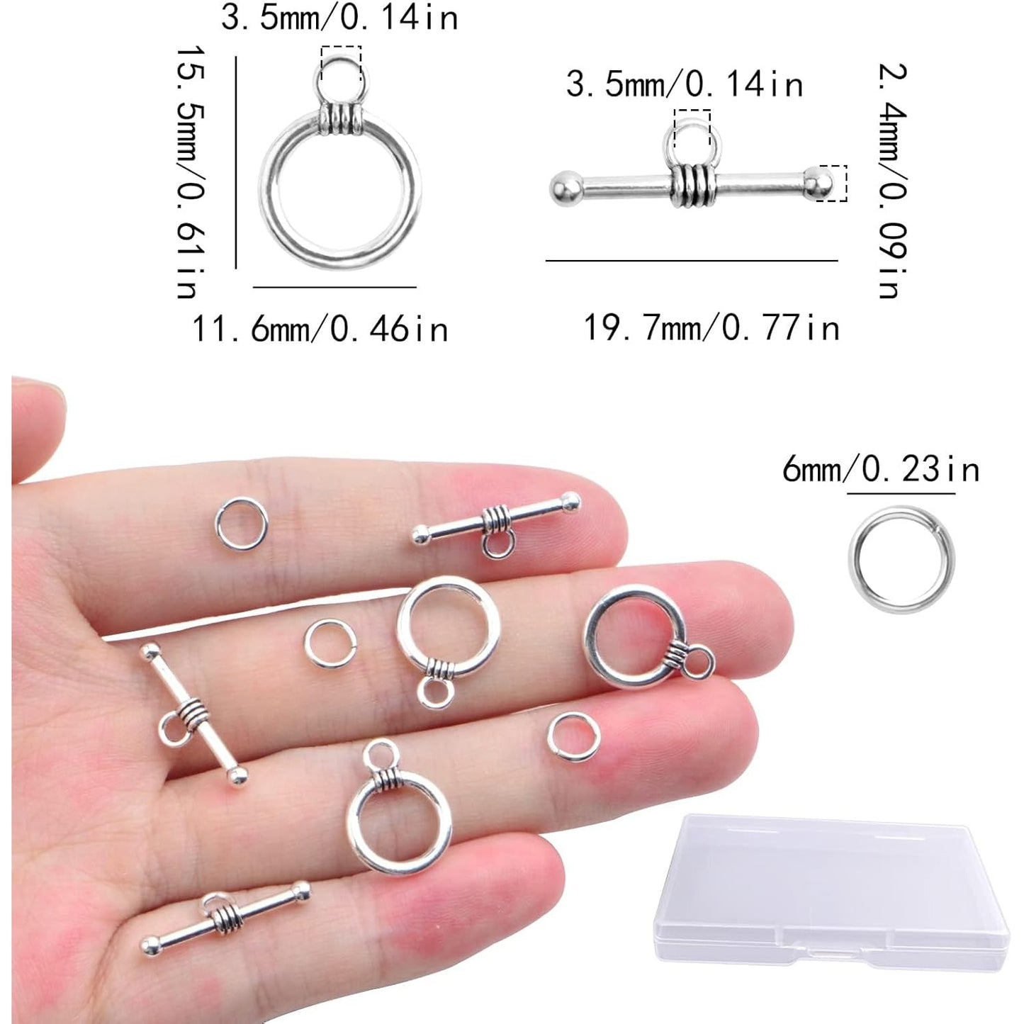 20 Sets Butterfly Bracelet Toggle Clasps T-Bar End Tibetan Closure Filled Fastener Hook Toggle Connectors for DIY Necklace Jewelry Craft Making, 2 Colors