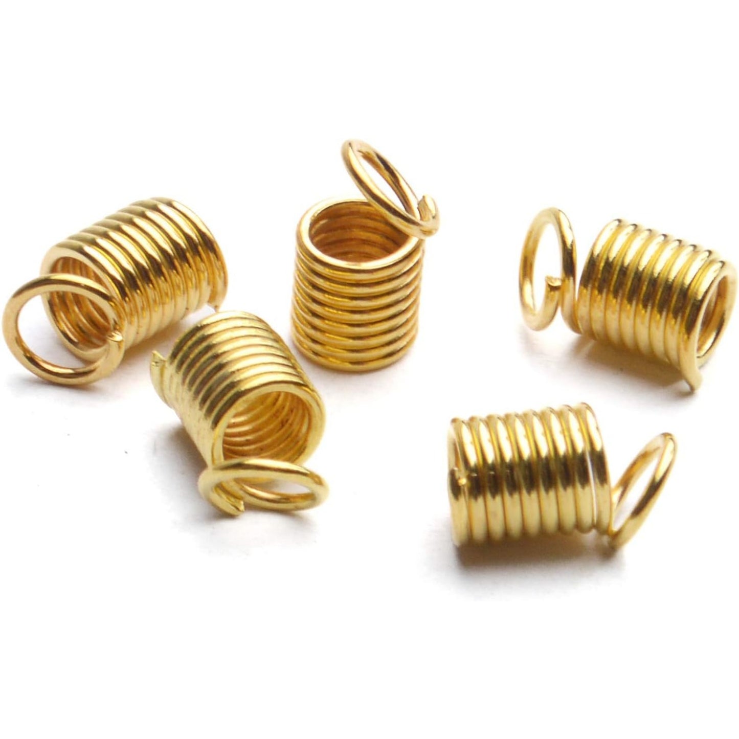 Coil Cord Ends, 150pcs Crimp Cord Ends Spring Buckle Leather Cord Ends Caps Loop Clasps for DIY Jewelry Parts Bracelets Crafting, 9×5mm, Hole 3.5mm