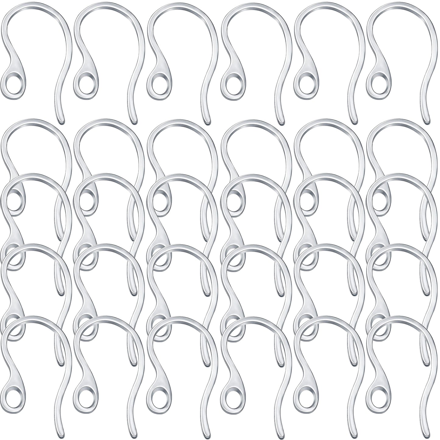 30pcs 3 Colors Stainless Steel Earring Hooks Ear Wire with Loop Hole Earring Findings for DIY Dangle Earrings Jewelry Making Art Craft Projects, 22.7 mm x 11.7 mm