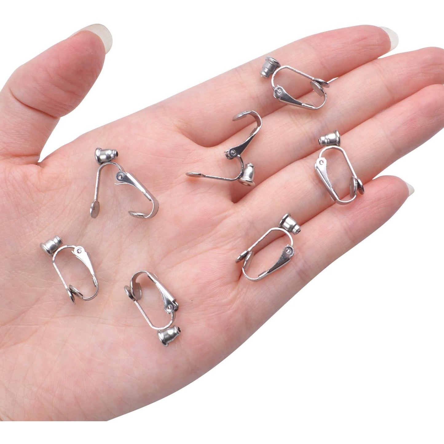 20 Pieces (10 Pairs) Stainless Steel Clip-on Earrings Converter Components with Post for Non-Pierced Ears DIY Earring - Turn Posts Into Clip-Ons
