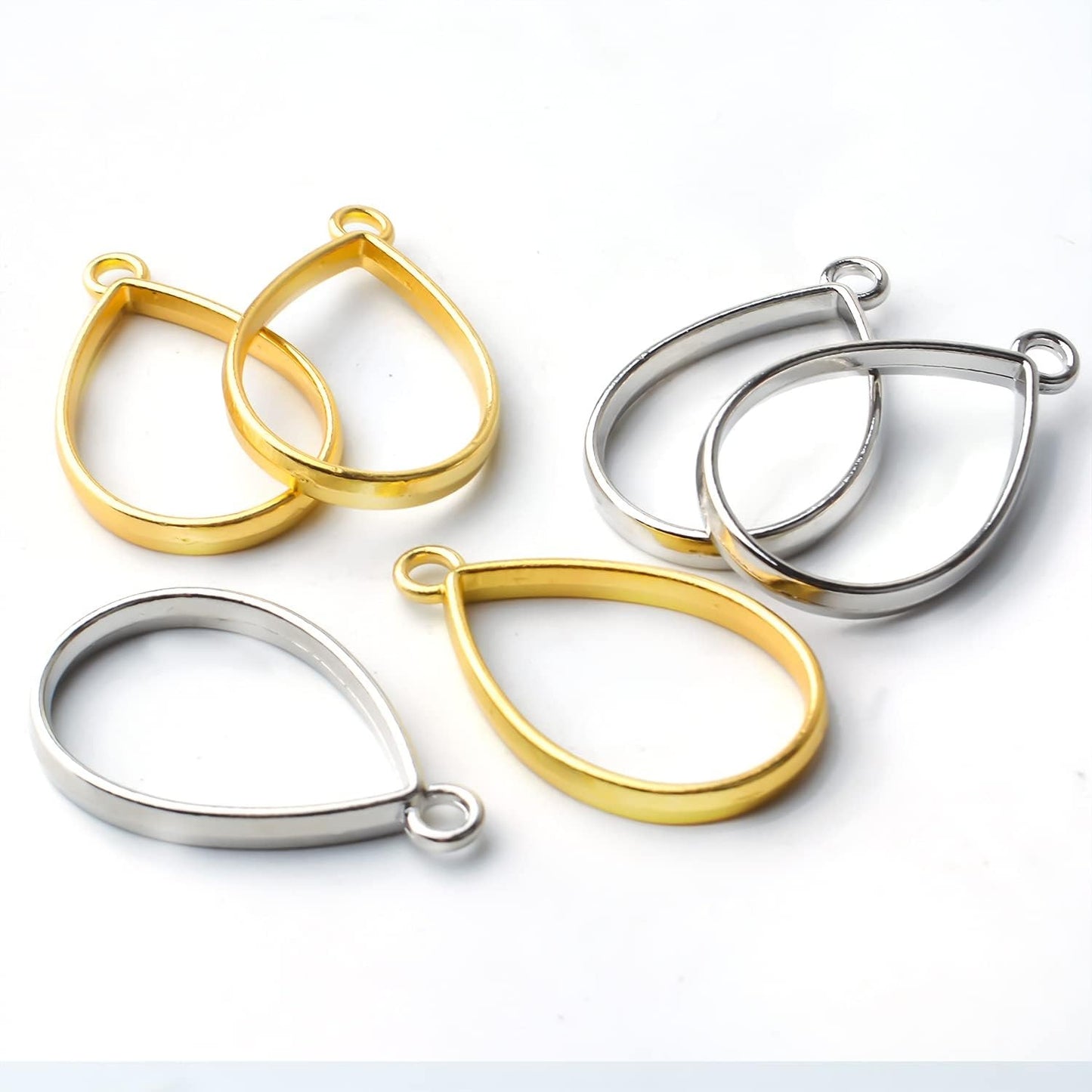 Pendant Frames, 40pcs Open Back Teardrop Hollow Pendant Bezels for Resin Jewelry Making Pressed Flower Crafting