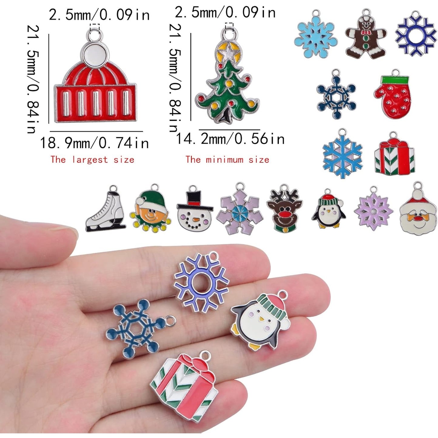 34pcs Assorted Christmas Theme Charms Alloy Enamel Mixed Santa Claus Christmas Tree Gloves Skating Shoes Pendant Charms for DIY Crafts Necklace Earrings Jewelry Making