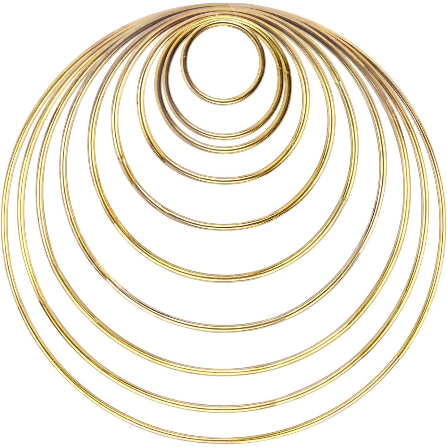 10 Pieces Metal Rings Craft Metal Hoops Macrame Rings for Dream Catcher and Crafts, 10 Sizes(Gold)