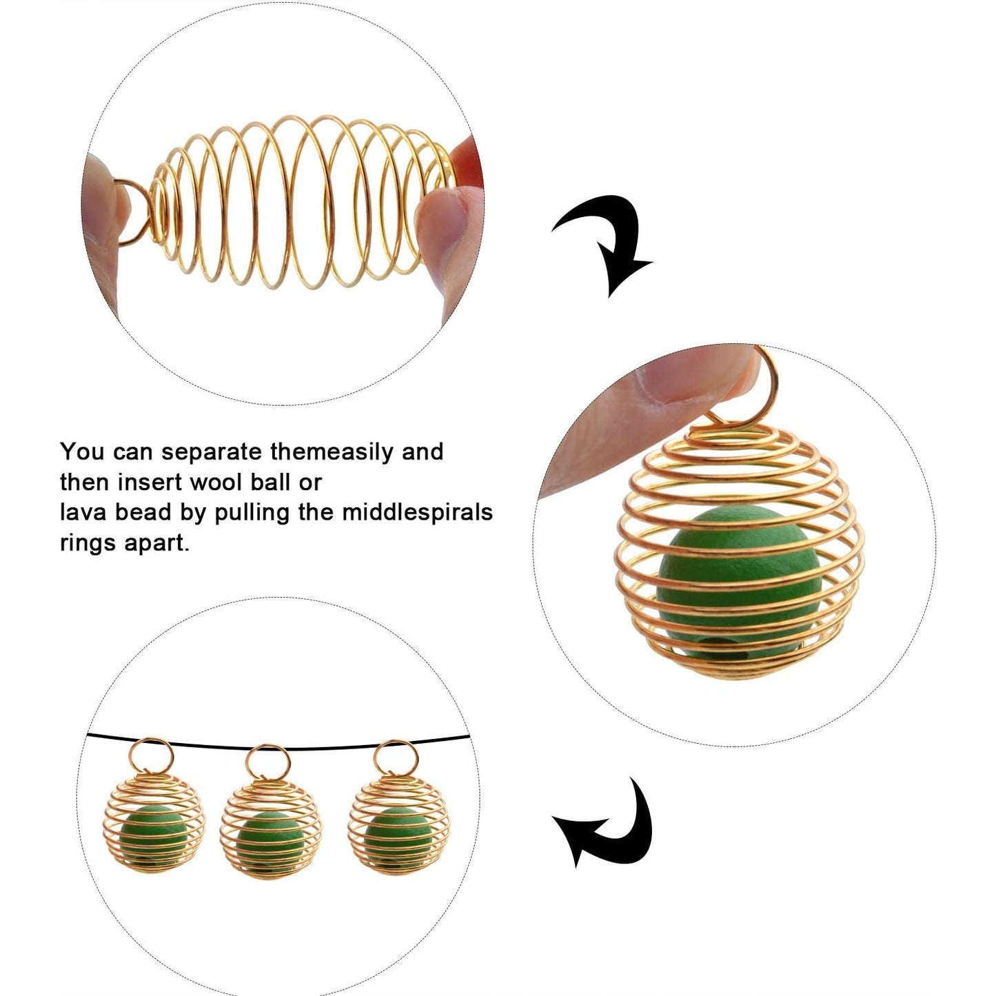 30pcs 3 Sizes Spiral Bead Cages Aromatherapy Balls Cages for Jewelry Making Party Decoration