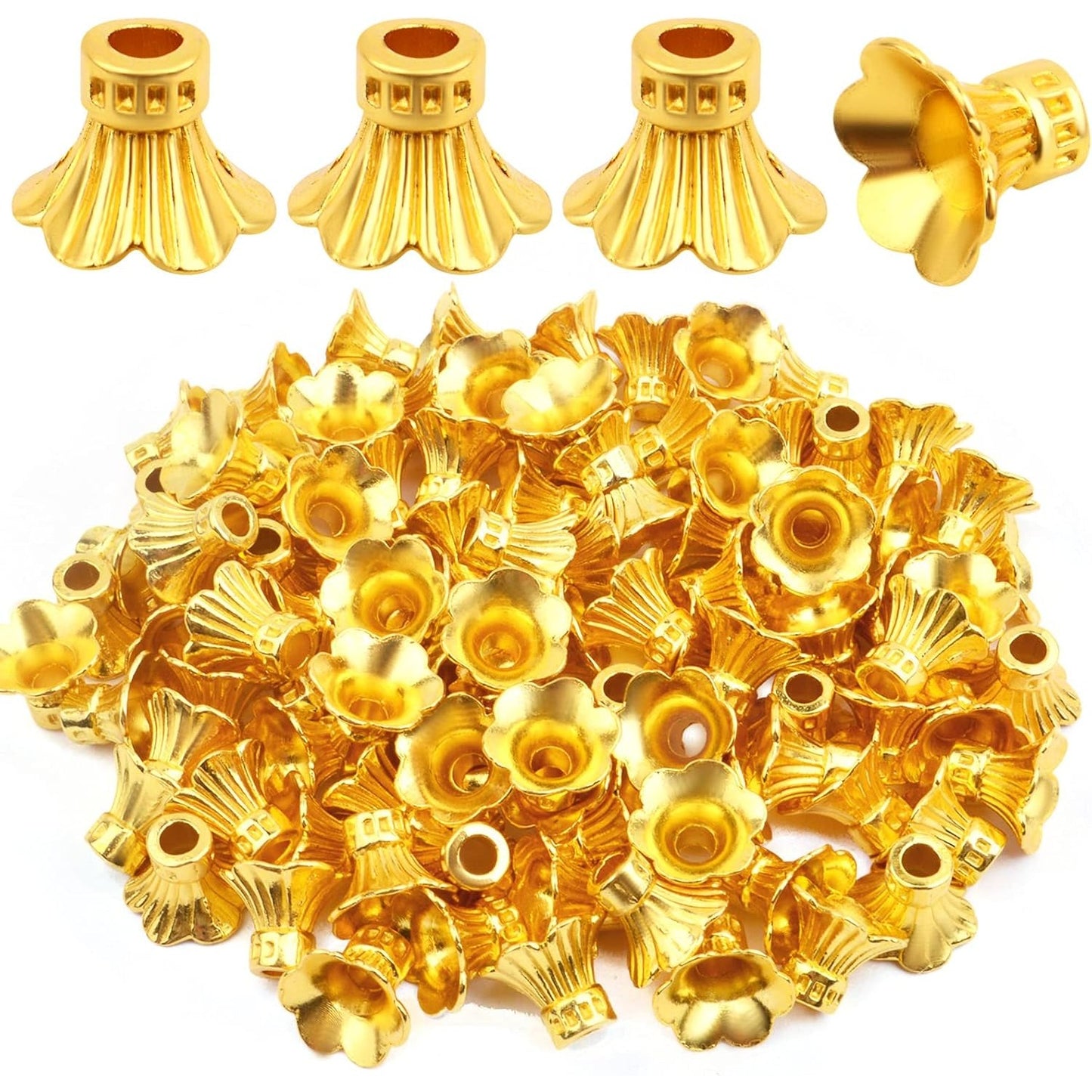 100pcs Flower Bead Caps Tibetan Style Alloy Tassel End Caps Loose Spacer Beads for Jewelry DIY Earrings Bracelet Crafts Making Accessory