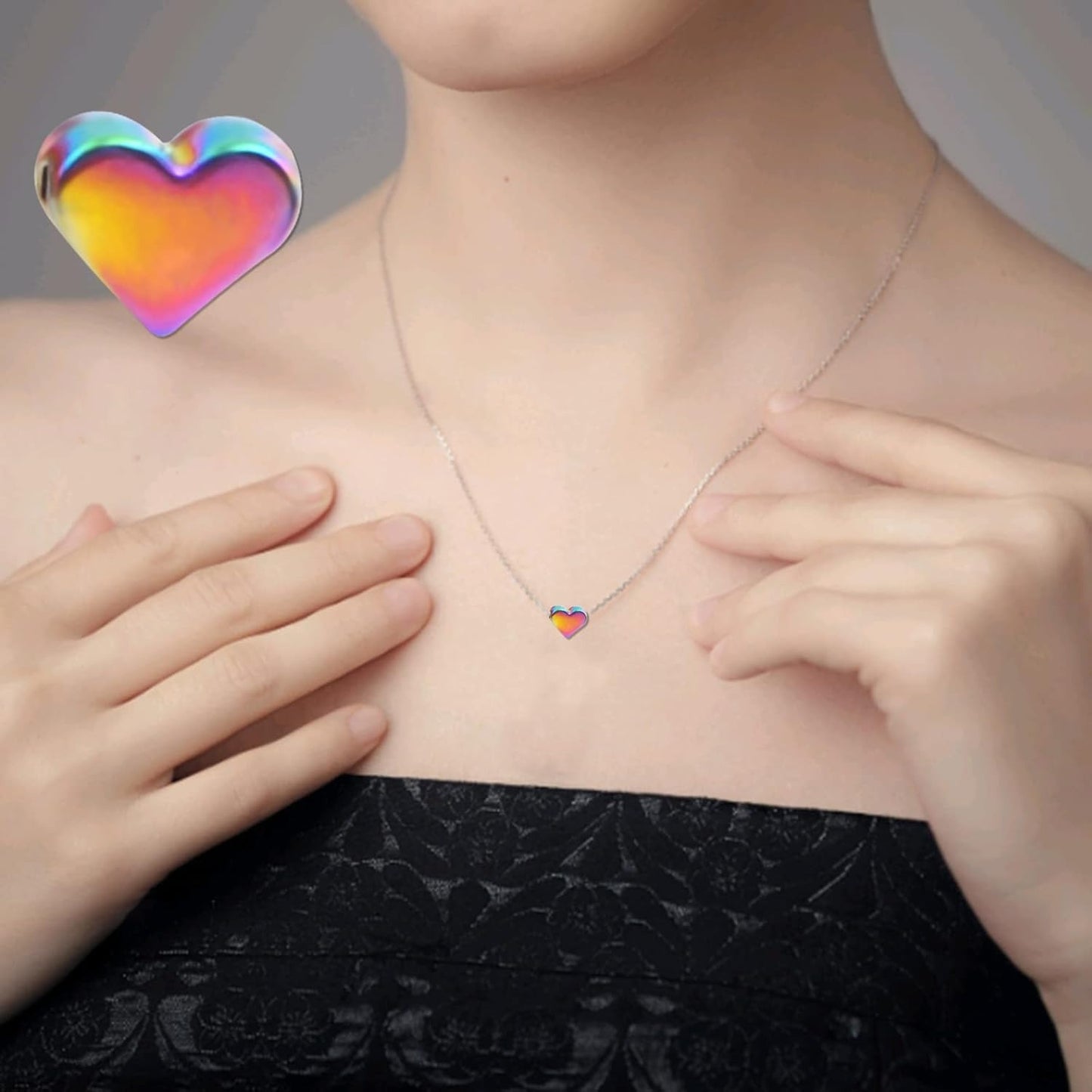 20pcs Cute Heart Shape Spacer Beads Alloy Heart Loose Charm Beads Handmade Accessories for DIY Necklace Earrings Jewelry Making Valentine's Day, Rainbow Color