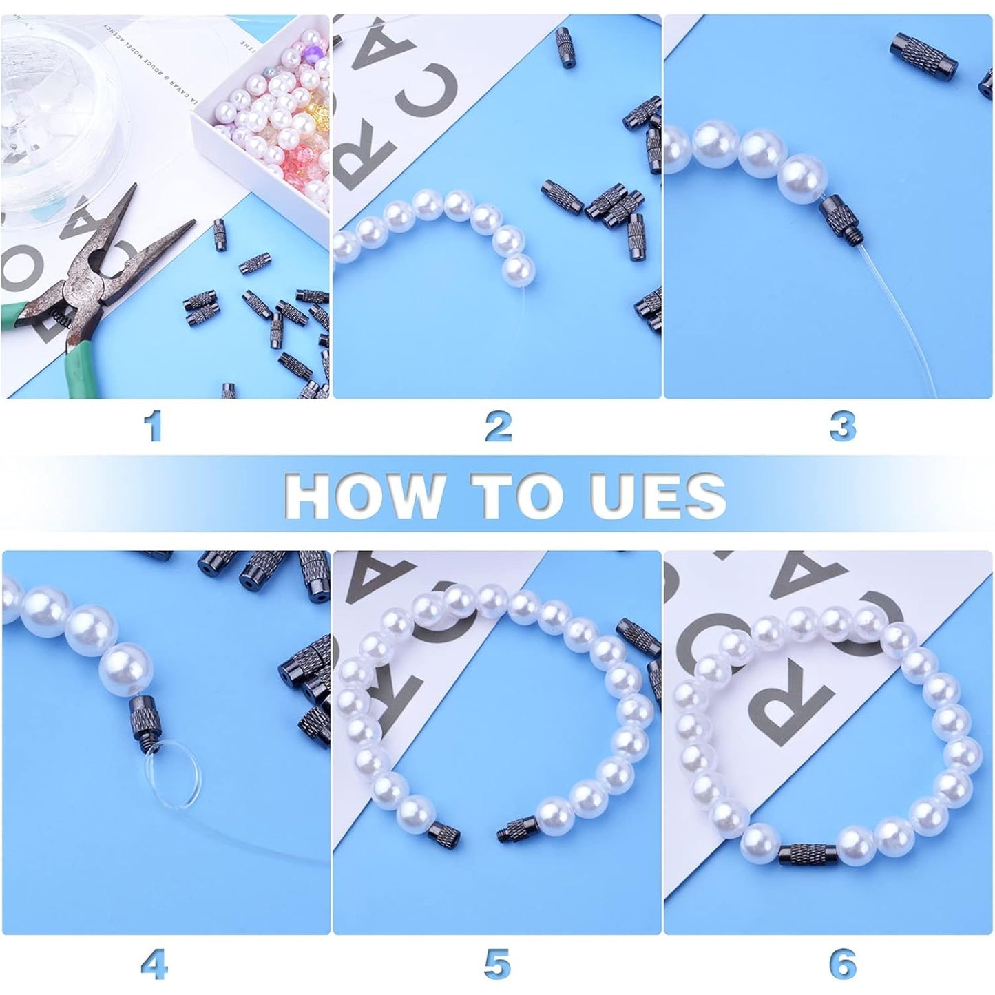 50pcs Gun Black Screw Twist Clasps Brass Barrel Tube Fastener Cord End Caps Jewelry Clasps Decorative Accessories for DIY Bracelet Necklace Craft Supplies Jewelry Making
