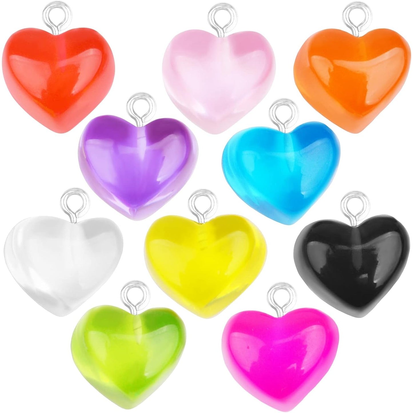 30 Pieces Gummy Heart Charms Pendant Colorful Resin Love Heart Candy Pendants Crafts Supplies for DIY Earrings Necklace Bracelet Jewelry Making