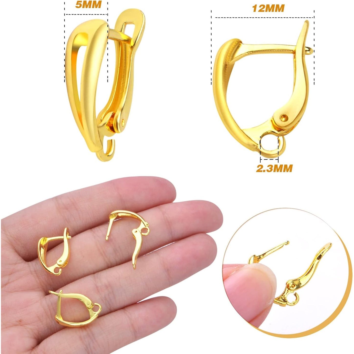 20pcs 5 Colors Round French Earring Hooks Hypoallergenic Brass Leverback Ear Wire Hooks with Open Loop for DIY Dangle Earrings Jewelry Making Christmas Party Anniversary Favor