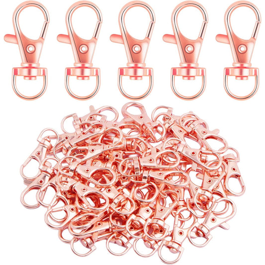 50pcs Swivel Lanyard Snap Hooks Lobster Claw Clasps Trigger Clips Hardware Accessories Jewelry Findings for DIY Keychain Handbag Purse Backpack Sewing Craft Projects, Rose Golden