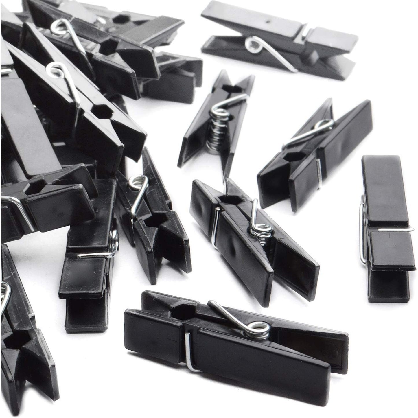 Plastic Mini Clips, 100pcs Mini Plastic Clips Black Photo Clips Small Clothes Pins Paper Pegs for Photos Pictures Paper Socks Office Home Arts DIY Crafts Decoration, 35x7x10mm