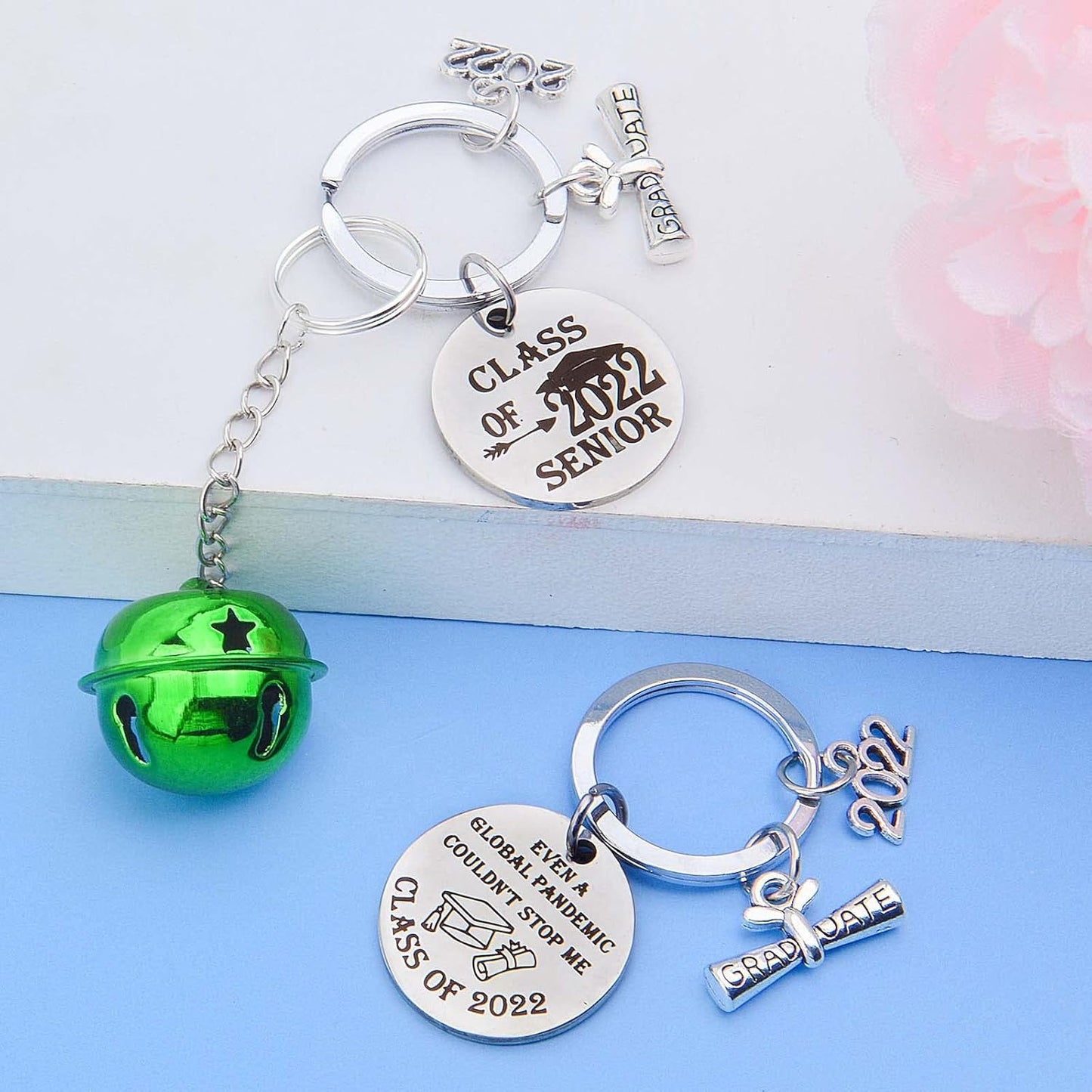 5pcs Stainless Steel Graduation Gifts Keychains for Class of 2022 Inspirational Gift Key Rings for 2022 Graduation Congratulations Birthday Encouragement Gifts, 5 Styles