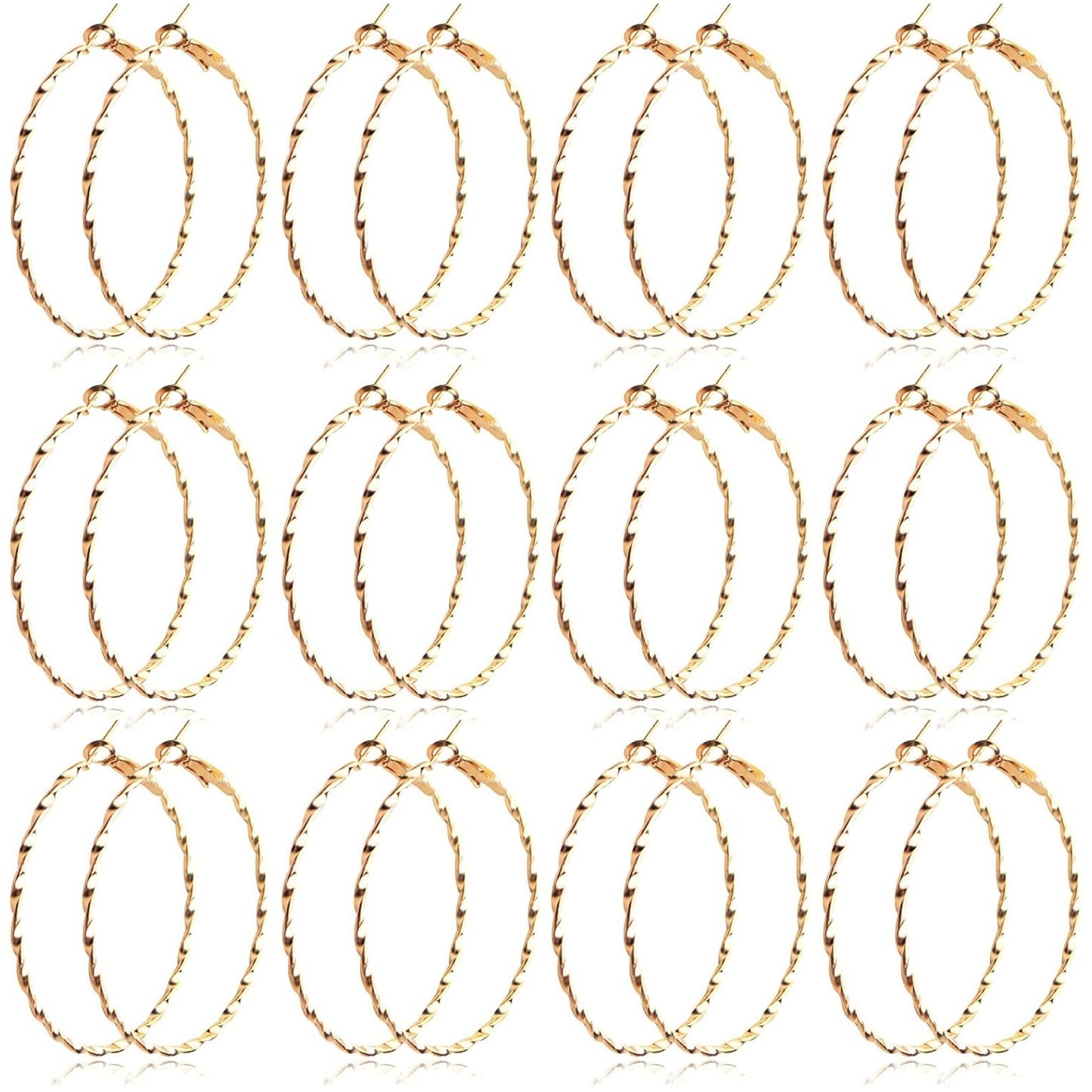 12 Pairs 6 Sizes Earrings Beading Hoop Hypoallergenic Round Circle Open Beading Hoop Earrings for DIY Crafts Jewelry Making Wedding Party Favor Gifts(Golden, Silver)